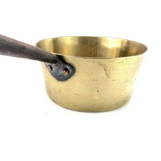 Antique Victorian Solid Brass Sauce Jam Pan With Iron Handle Aga Rayburn 7”