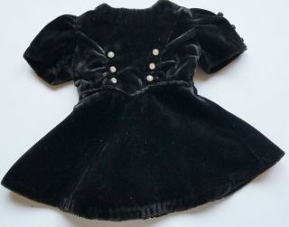 Vintage Black Velvet Doll Dress With Rhinestone Trims Fits 14 16 " Compo Doll