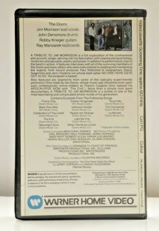 The Doors A Tribute to Jim Morrison RARE UK PAL Promo VHS Clamshell 1984 2