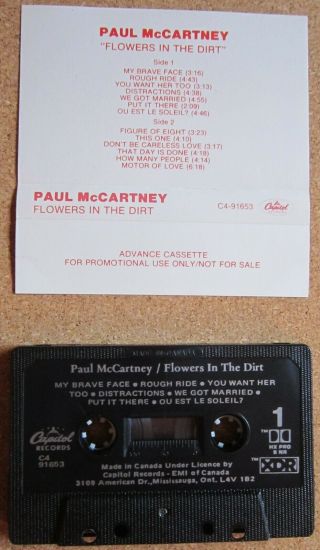 Paul Mccartney - Flowers In The Dirt - Very Rare Advance Promo Canada Cassette