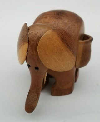 Danish Mid Century Modern Teak Wood Elephant Toothpick Holder Cocktail Picks Mcm