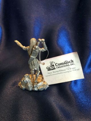 RARE OFFICIALLY LICENSED 3.  5 ' Pewter Figurine Of Xena With Sword 2