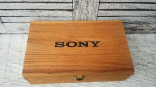 SONY Vintage Wooden Empty LARGE Storage Jointed BOX Hinged LID 14 x 8.  5 x 4.  5 