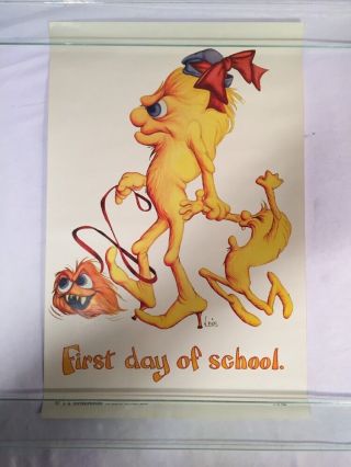 Vintage First Day Of School Poster 1970 