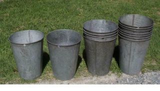 4 Old Large Galvanized Maple Syrup Sap Buckets Tapered Great