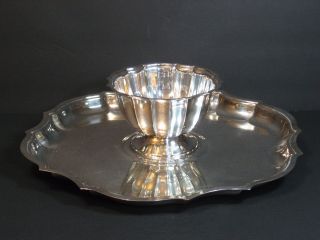 International Silver Co Chippendale Set,  Scalloped Serving Tray 13 " W Sauce Bowl