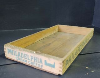 Vintage Wooden Philadelphia Cream Cheese Small Box Crate 9 - 1/8 " L X 4 - 3/4 " W