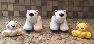 Fisher Price Animals Clicking Polar Bears Mom,  Dad,  Twins Yellow Is Rare