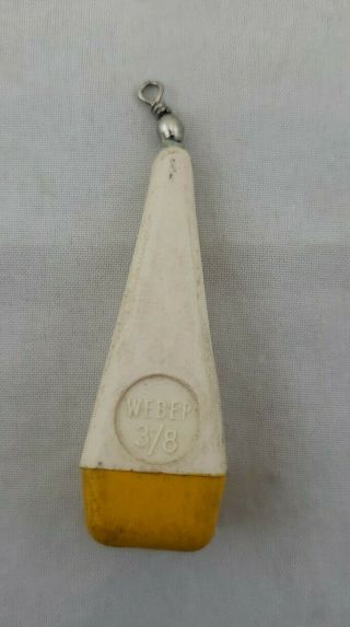 Rare Vintage Casting Weight Practice Plug Weber 3/8 Ounce White & Yellow