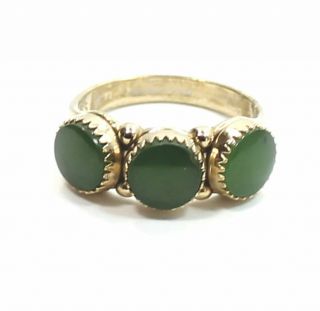Antique Green Onyx Gold Plated.  925 Sterling Silver Estate Ring Size 7