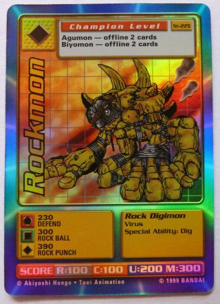Rare - Holo Foil Digimon Rockmon St - 22s 1999 Eng