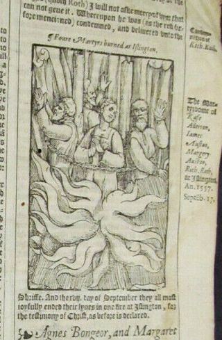 1570 - Foxe ' s Book of Martyrs - Rare Leaf - but with 2 Engravings - Bloody Mary 2