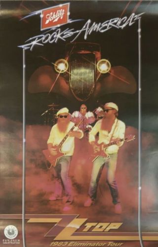 Vtg 1983 Zz Top Eliminator Tour Rare Schlitz Beer Promo Concert Poster