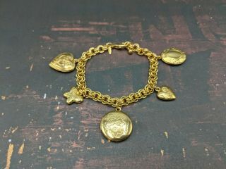 Rare Vintage Avon Gold Tone Locket Charm Bracelet