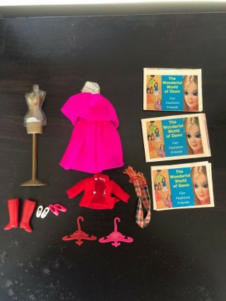 Vintage 1970 Topper Dawn Doll Clothes Shoes And Outfit Stand