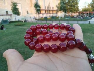 Antique Ottoman Faturan German Cherry Amber Misbaha Prayerbeads Rosary