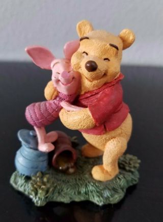 Rare Disney Winnie The Pooh Hugging Piglet Figurine - Quote In Bottom
