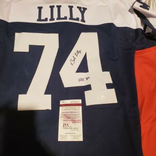 Rare Signed Bob Lilly Thanksgiving Dallas Cowboys Jersey.  Inscribed " 1980 Hof "