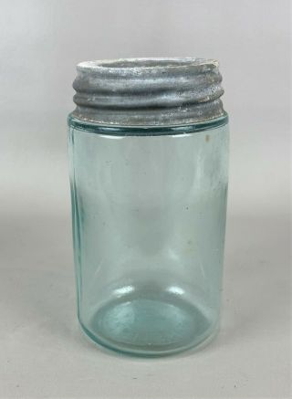 Antique Hawley Pa.  Glass Co.  Pint Size Canning Fruit Jar W/ Zinc Lid