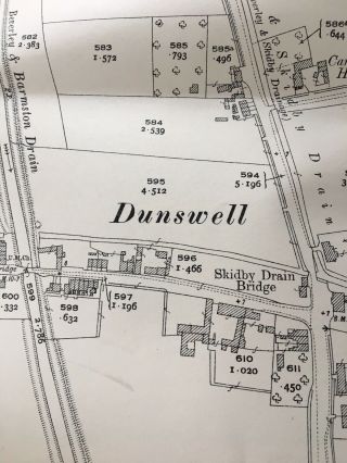 1928 Antique Vintage Map Plan Dunswell Nr Beverley River Hull Farms Fields Ings