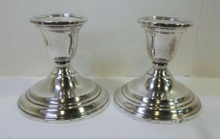 2 Vintage International Sterling Silver Candle Holders N238 Weighted 3.  25 " Tall