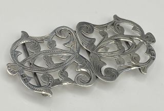 & Rare 1901 Birmingham Hallmarked Silver Ornate Nurses Belt Buckle 13.  9g
