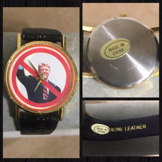 Rare Vintage 90s Anti No Bill Clinton Presidential Watch Leather Stainless Steel