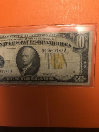 1934a $10 North Africa Silver Certificate Rare Ww2 Gold Seal Old