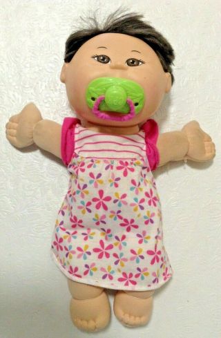 Vintage Cabbage Patch Kids Baby Doll Girl Black Hair Brown Eyes W/pacifier