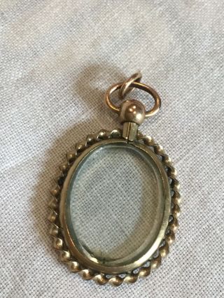 Antique Victorian Double Sided Photo Locket Pendant Bevelled Glass - Gold Plated