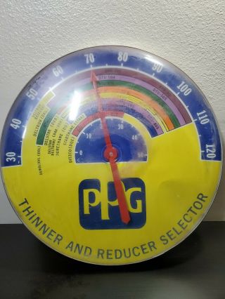 Vintage Rare 18 " Round Wall Thermometer Ppg Automotive Paint Advertising
