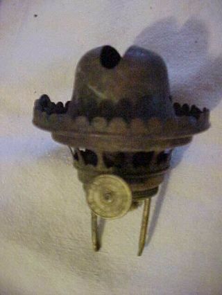 Rare Victorian Pat 1867 Kerosene Oil Table Lamp Lift Up Lipped Chimney Burner
