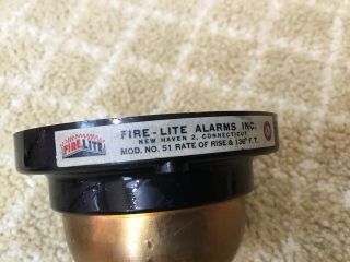 Vintage Rare Brass Fire Lite Model 51 UL Listed Rate Of Rise Heat Detector 3