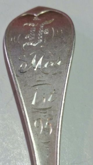 Dated 1895 Pasadena Antique Souvenir Spoon Sterling Silver FLOWERS 3