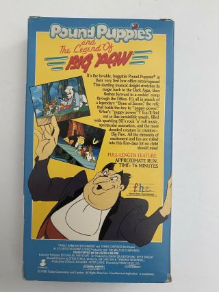 POUND PUPPIES AND THE LEGEND OF BIG PAW (VHS,  1989) RARE KIDS ANIMATION FILM 2