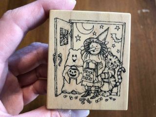Rare Rubber Stamp 1999 Psx F - 2771 Trick Or Treaters Halloween Ghost Witch Candy