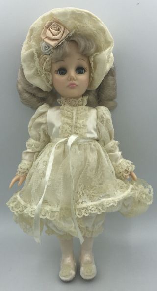1987 Effanbee Vintage Doll White Dress Eye Lids Open & Close 12 " Hard_8s_magic