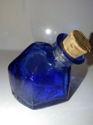 Vintage Deep Cobalt Blue Glass Par - A - Sol Parasol Turtle Shaped Inkwell