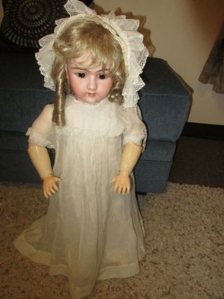 Antique White Cotton Doll Dress 21 " For Antique French Or German