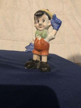 Vtg Walt Disney Japan Pinocchio Ceramic Porcelain Figure With Blue Hands Rare