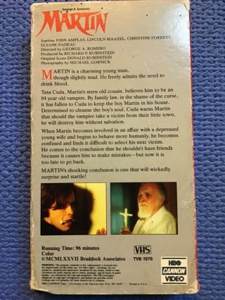 Martin VHS Horror,  George Romero,  HBO - Rare HTF Classic 2