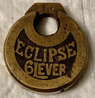 Vintage Eclipse 6 Lever Pancake Brass Lock No Key Antique Old Padlock