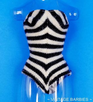 Barbie Doll Black & White Zebra Swimsuit Vintage 1960 