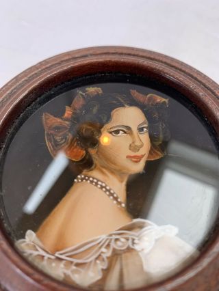 Antique/vintage Hand Painted Miniature Porcelain Portrait Wooden Trinket Box