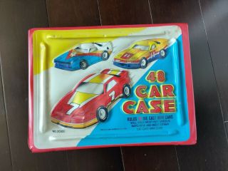 Vintage Rare Tara Toy 48 Car Case No.  20300 Blue Yellow White Race Cars Raised