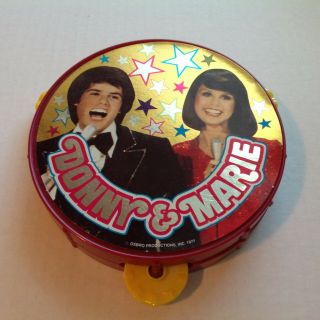 Vintage 1977 Donny & Marie Osmond Tambourine Plastic Kids Toy Rare Display
