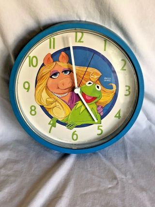 Vintage 1980 Picco Quartz Miss Piggy & Kermit The Frog Muppets Wall Clock