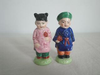 Salt & Pepper Chinese Couple Marked Sample Partial Factory Labels Extremely Rare
