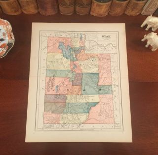 1890 Antique Map Utah Salt Lake City Logan Heber Draper Sandy Orem Atla
