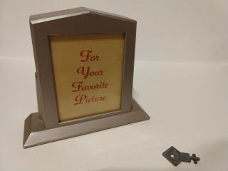 Vintage 1950s 1960s Duro Mold Rare Bank Mantle Picture Frame With Key
